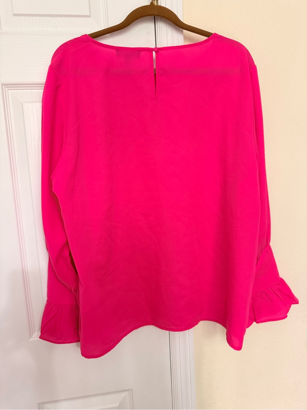Bright Fuchsia Ruffle-Sleeve Blouse - Picture 2 of 4